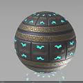 Ornamental Sphere With Blue Glowing Patterns And Golden Geometric Decorations