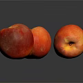 Fresh Juicy Ripe Red and Orange Peaches on Dark Background with Reflection