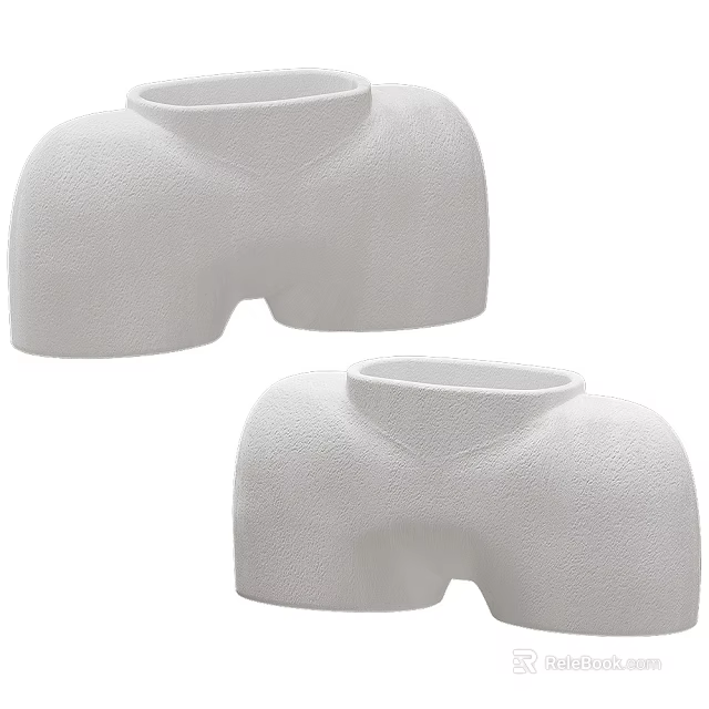 Two Piece White Decorative Ornament Set for Modern Minimalist Home Interior Decoration 3d model 