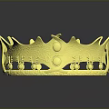 Golden Crown Sculpture with Intricate Carved Details and Spiked Edges