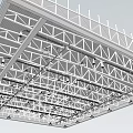 Modern Ceiling Structure With Metal Grid Framework And Industrial Design Elements