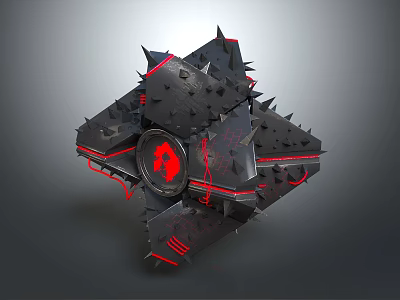 Smart Machine With Black Spiked Exterior And Red Emblem Mechanical Design 3d model