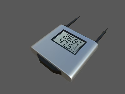 Industrial Temperature Humidity Monitoring Device with Silver Casing Digital Display and Antennas 3d model