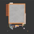 Miniature Urban Building Model With Orange White Walls Windows Lanterns And Entrance Decorations