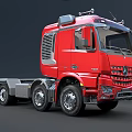 Red Heavy Duty Functional Truck With Modern Cab And Multiple Wheels 3d model