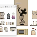 Vintage Kitchen Appliances Collection With Refrigerator Coffee Maker Juicer Blender And Microwave