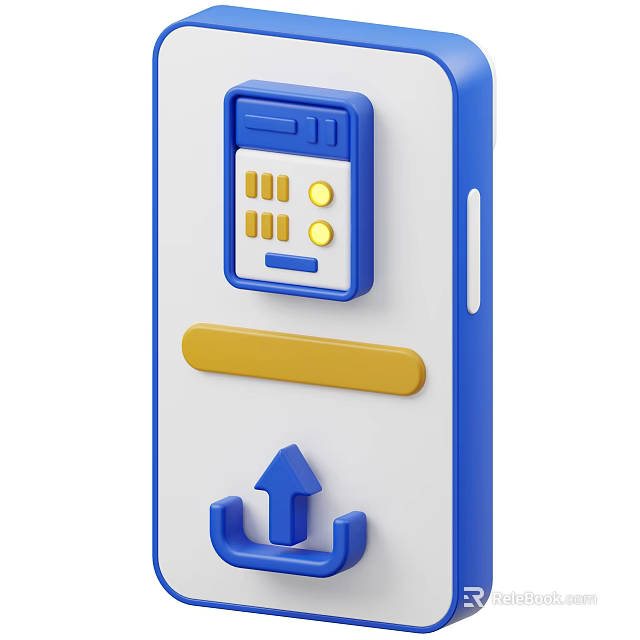 Smartphone Digital Interface With Calculator App Yellow Accent And Upward Arrow Design 3d model