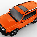 Orange SUV Featuring Boxy Front Design Black Trim and Roof Cargo Rack