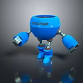 Blue Robot Game Movie Character Featuring Blue Team Logo And Mechanical Appearance