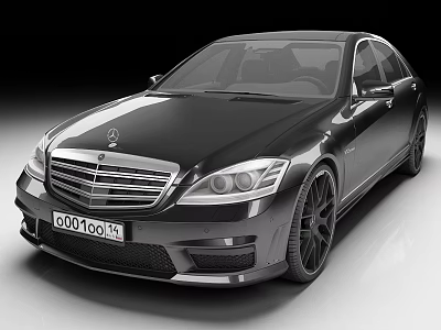 Black Mercedes-Benz Luxury Sedan With Sleek Front Design And Alloy Wheels 3d model