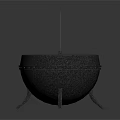 Black Cast Iron Cauldron With Metal Handle And Three Legs Design