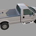 White Ford Single Cab Pickup Truck With Open Bed And Black Wheels Front View