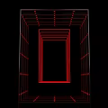 Red Line 3D Frame Structure With Nested Rectangles On Black Background 3d model