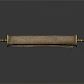 Decorative Scroll Equipment With Golden Spherical Ends And Woven Texture Surface