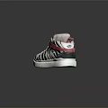 High Top Sneakers With Zebra Stripe Design White Laces And Red Accents White Sole