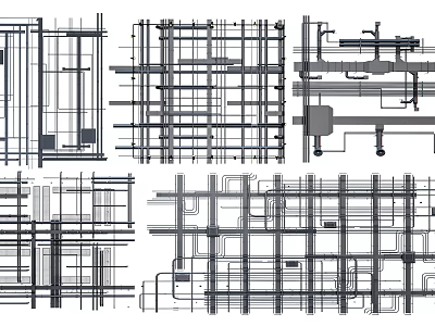 Detailed Pipes Structural Design Layout with Engineering System Diagrams Views 3d model