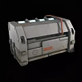 Industrial Equipment Metal Container With Orange Piping White Strips And Metal Latches