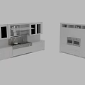 Modern White Kitchen Cabinets With Glass Doors And Stainless Steel Appliances