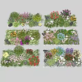 Vibrant Assorted Flowers And Lush Greenery With Decorative Stones In Garden