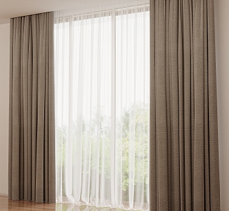 Modern Curtain Gauze Curtain Double Open Curtain 3d model