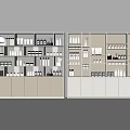Modern Display Shelves With White And Gray Design For Neatly Arranged Bottles And Boxes