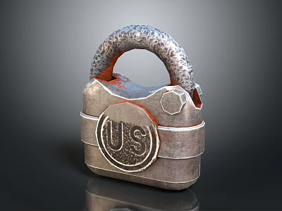 Sturdy Metal Hardware Tool Padlock With US Logo And Durable Security Design 3d model