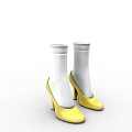 Yellow Button Front Dress With Puffed Sleeves And White Socks Yellow Shoes