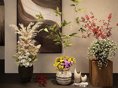 Modern green plant decoration ornaments floral art flower arrangement potted plant 3d model