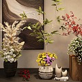 Modern green plant decoration ornaments floral art flower arrangement potted plant 3d model