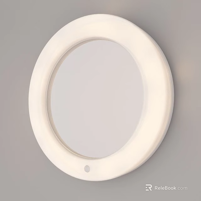 Modern Round Mirror With White Illuminated Frame And Sleek Wall Mounted Design 3d model