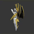 Golden Spread Wings Mech Robot With Silver Body And Warrior Design
