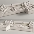Light Colored L Shaped Sectional Sofa With Plush Cushions And Modern Design 3d model