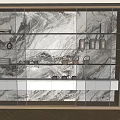 Modern Display Cabinet With Glass Doors And Marble Backdrop For Decorative Items