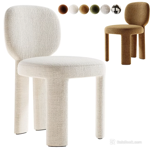 Nordic Style Textured Fabric Upholstered Single Sofa Chair With Rounded Back For Home Indoor Decoration 3d model 