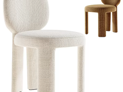 Nordic Style Textured Fabric Upholstered Single Sofa Chair With Rounded Back For Home Indoor Decoration 3d model