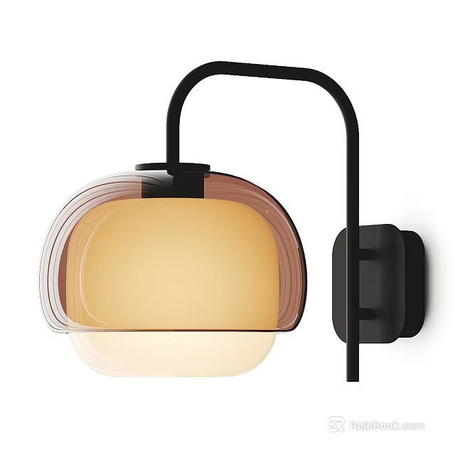 Modern Wall Lamp With Black Bracket And Transparent Yellow Gradient Lampshade 3d model