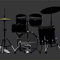 Modern Blue Drum Set Musical Instrument With Yellow Cymbals And Silver Stands
