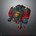 Sci Fi Robot Character 3D Model With Gray Red Yellow Mechanical Arms And Armor 3d model