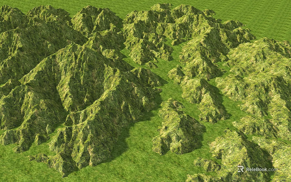 Lush Green Mountain Landscape With Rolling Grassland And Natural Scenery 3d model 