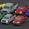 Colorful Collection Of Pickup Trucks With Red Green Blue And Gray