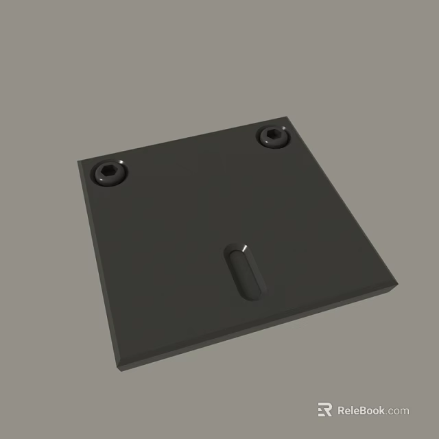 Black Square Panel With Two Mounting Holes And Central Rectangular Slot 3d model