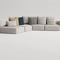 Light Gray Sectional Sofa With Multiple Colored Cushions Modern Comfortable Design 3d model