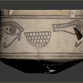 Ancient Carved Pottery Jar With Eye Motifs Grid Designs And Cracks