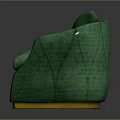Green Velvet Single Sofa With Diamond Stitching Cushion And Yellow Base