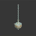 Golden Hanging Decorative Ornament With Chain And Intricate Design For Home