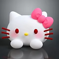 Hello Kitty Character With White Body Pink Bow Red Whiskers Red Eyes And Yellow Nose