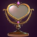 Elegant Heart Shaped Mirror With Decorative Brass Stand And Pink Gemstone Accents