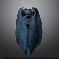 Horned Demonic Character With Large Blue Wings And Mystical Features