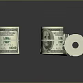 Rolled US Dollar Bills With Partially Unrolled And Benjamin Franklin Portrait On Dark Reflective Surface