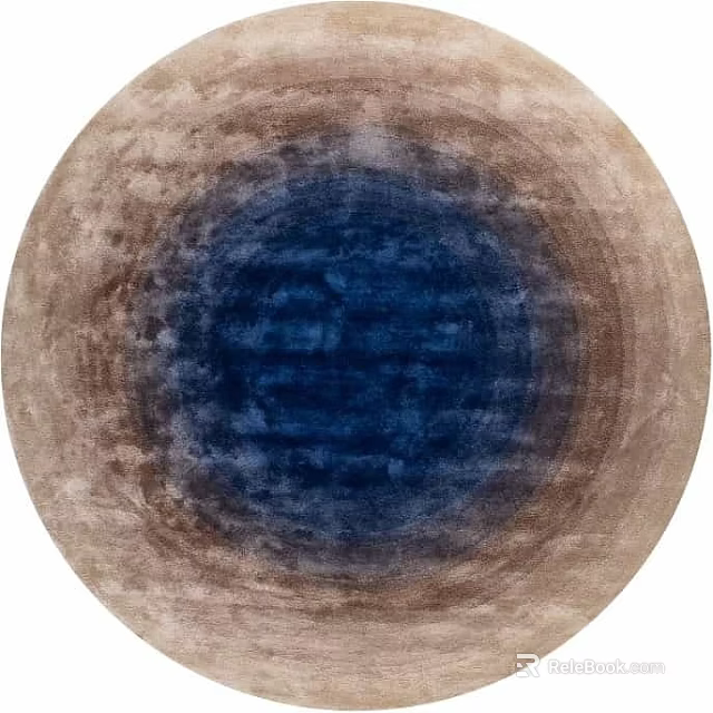Round Area Rug Featuring Gradient Blue To Brown Ombre Design And Soft Texture 3d model 